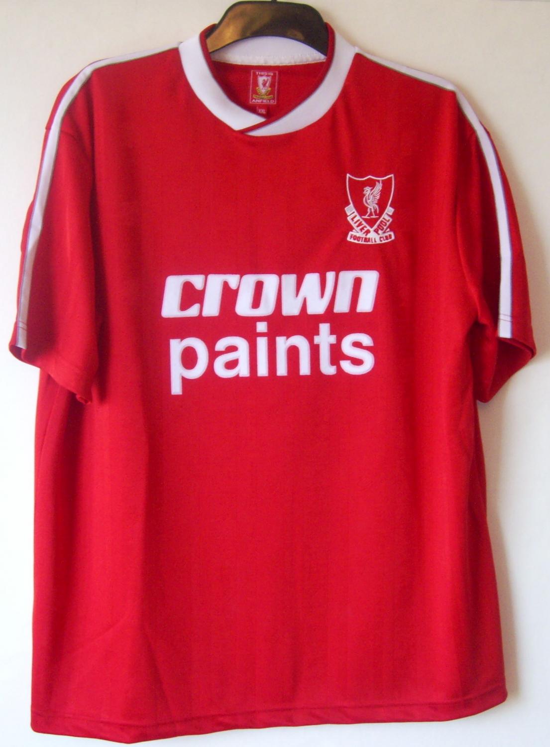 Liverpool Retro Replicas football shirt 1987 - 1988. Sponsored by Crown
