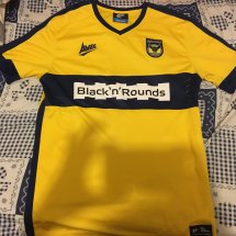 Oxford United Home football shirt 2014 - 2015 sponsored by Black ‘n’ Rounds