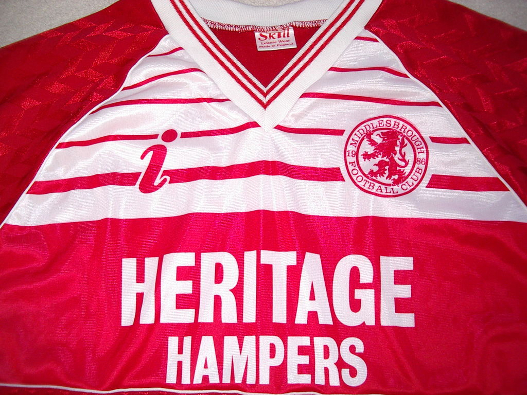 Middlesbrough Home football shirt 1988 1990. Sponsored by Heritage