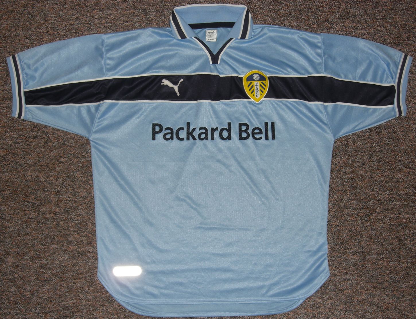 Leeds United Away football shirt 1999 2000. Sponsored by Packard Bell