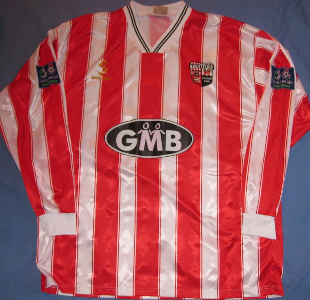 Brentford Home football shirt 1998 - 1999. Sponsored by GMB