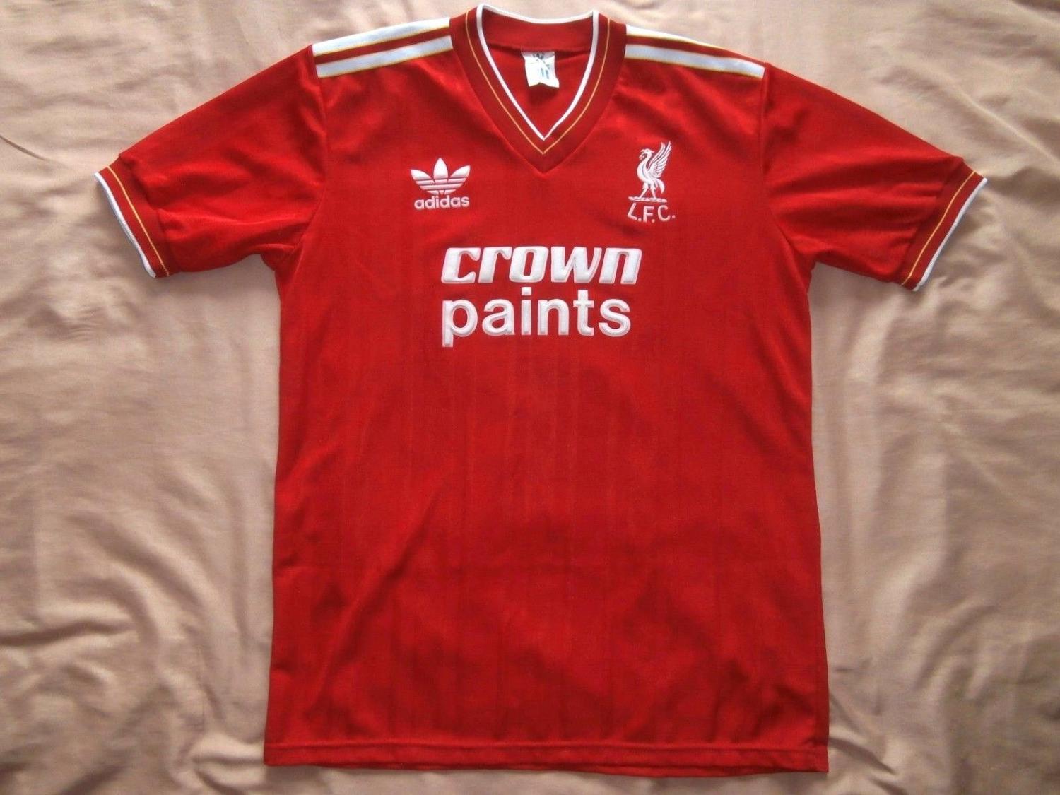 Melancólico Credo Ciudad Menda Liverpool Home Camiseta de Fútbol 1985 - 1986. Sponsored by Crown Paints