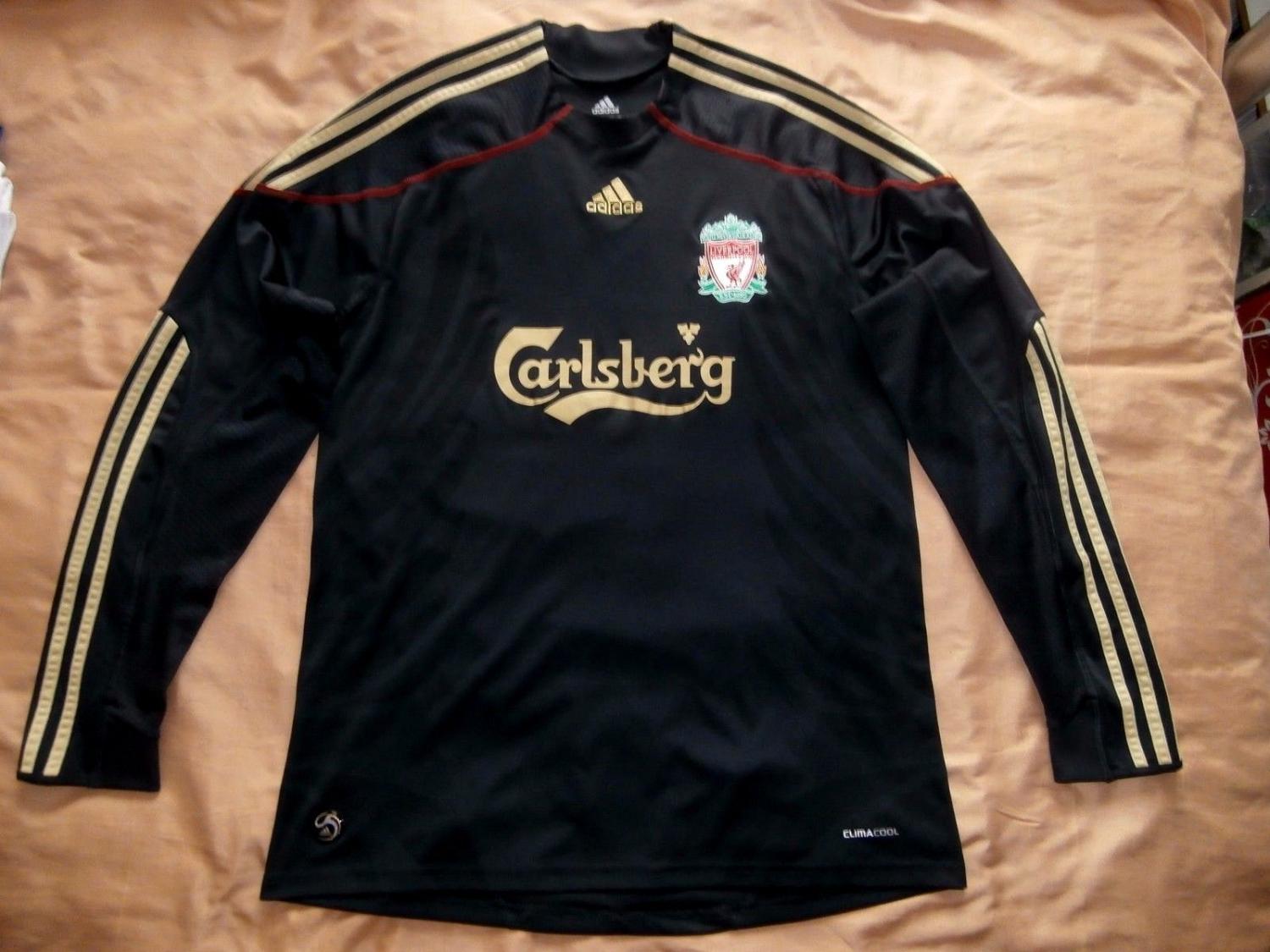 Liverpool Away football shirt 2009 - 2010. Sponsored by Carlsberg