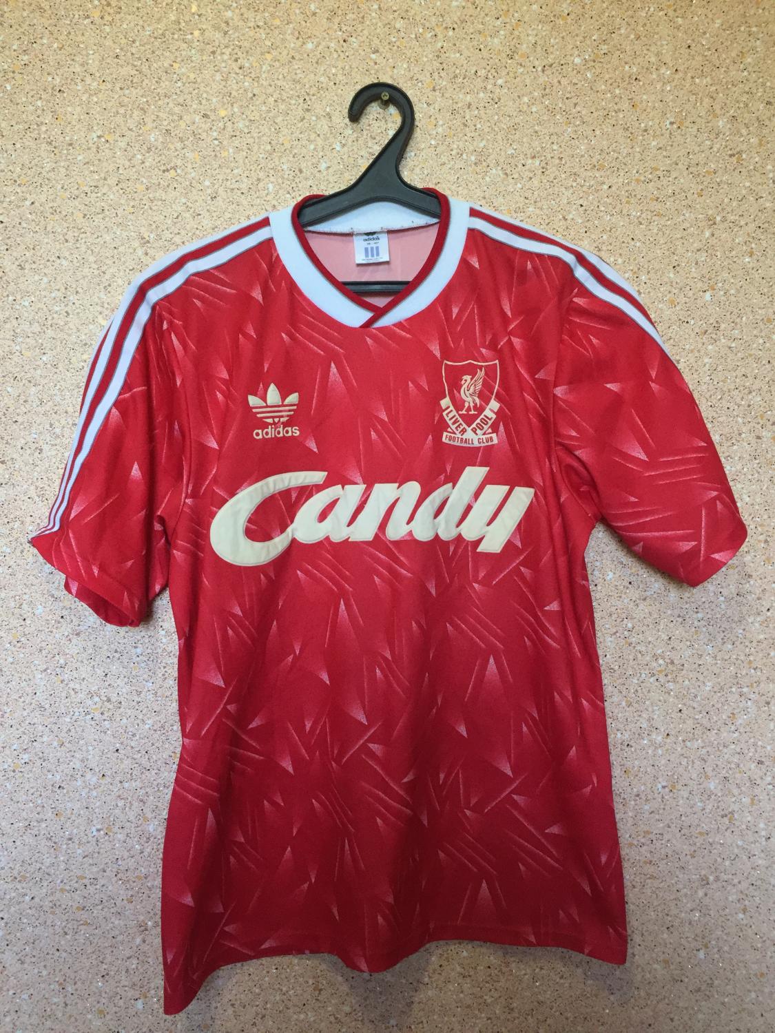 Liverpool Home maglia di calcio 1989 - 1990. Sponsored by Candy