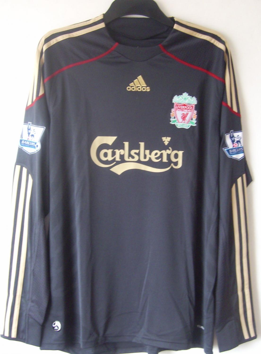 Liverpool Away football shirt 2009 - 2010. Sponsored by Carlsberg