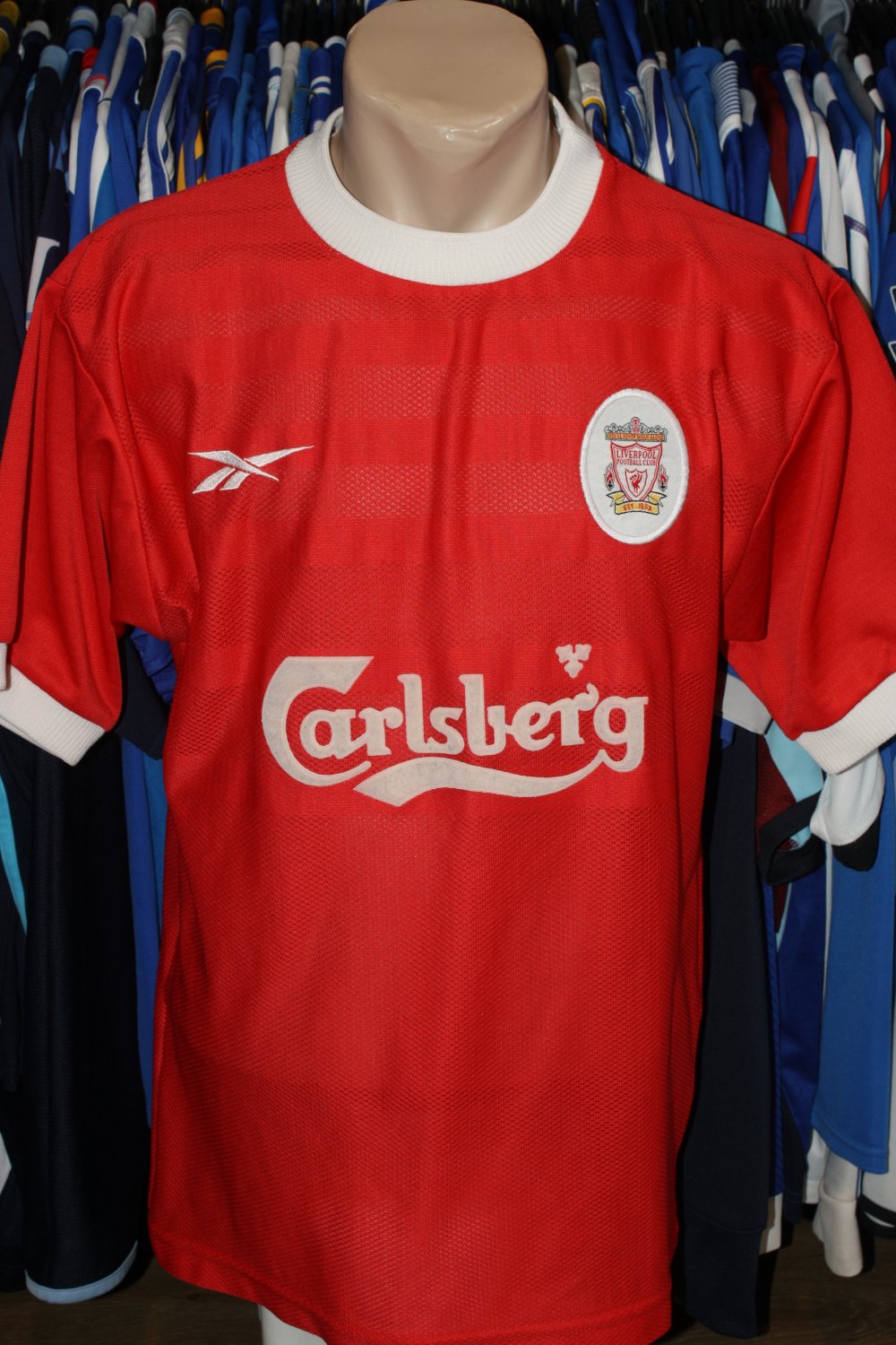 Liverpool Home maglia di calcio 1998 - 2000. Sponsored by Carlsberg