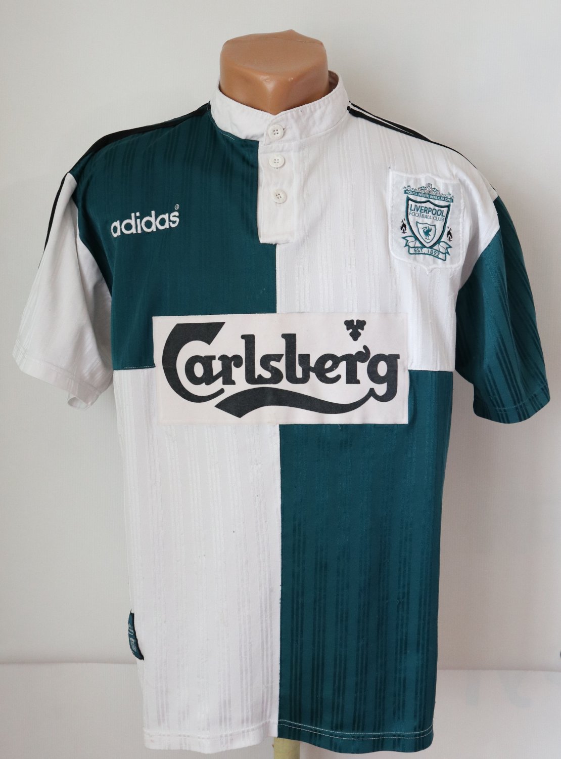 Liverpool Away football shirt 1995 - 1996. Sponsored by Carlsberg