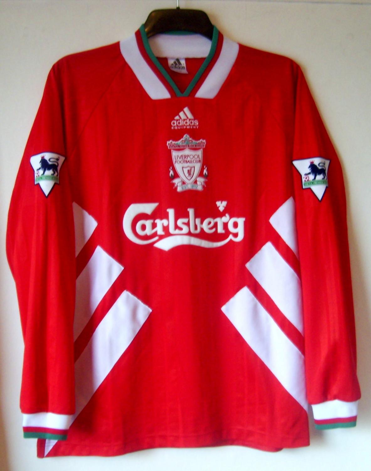 Liverpool Home football shirt 1993 - 1995. Sponsored by Carlsberg