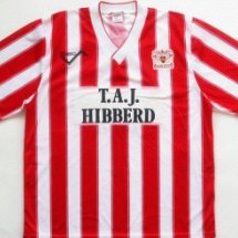 Exeter City Home football shirt 1989 - 1991 sponsored by T.A.J. Hibberd