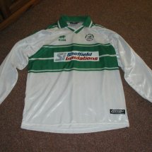 Forest Green Rovers Home football shirt 2002 - 2003 sponsored by Sheffield Insulations