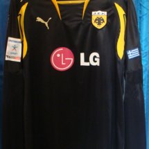 AEK Athens Home football shirt 2007 - 2008 sponsored by LG