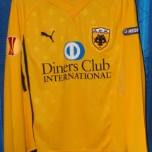 AEK Athens Home football shirt 2009 - 2010 sponsored by Diners Club