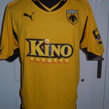 AEK Athens Home football shirt 2011 - 2012 sponsored by Kino