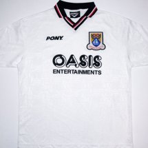 Morecambe Home maglia di calcio 1997 - 1998 sponsored by Oasis Entertainments