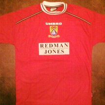 Morecambe Home football shirt 1999 - 2000 sponsored by Redman Jones