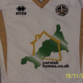 Truro City FC Home football shirt 2007 - 2009 sponsored by Cornish Homes
