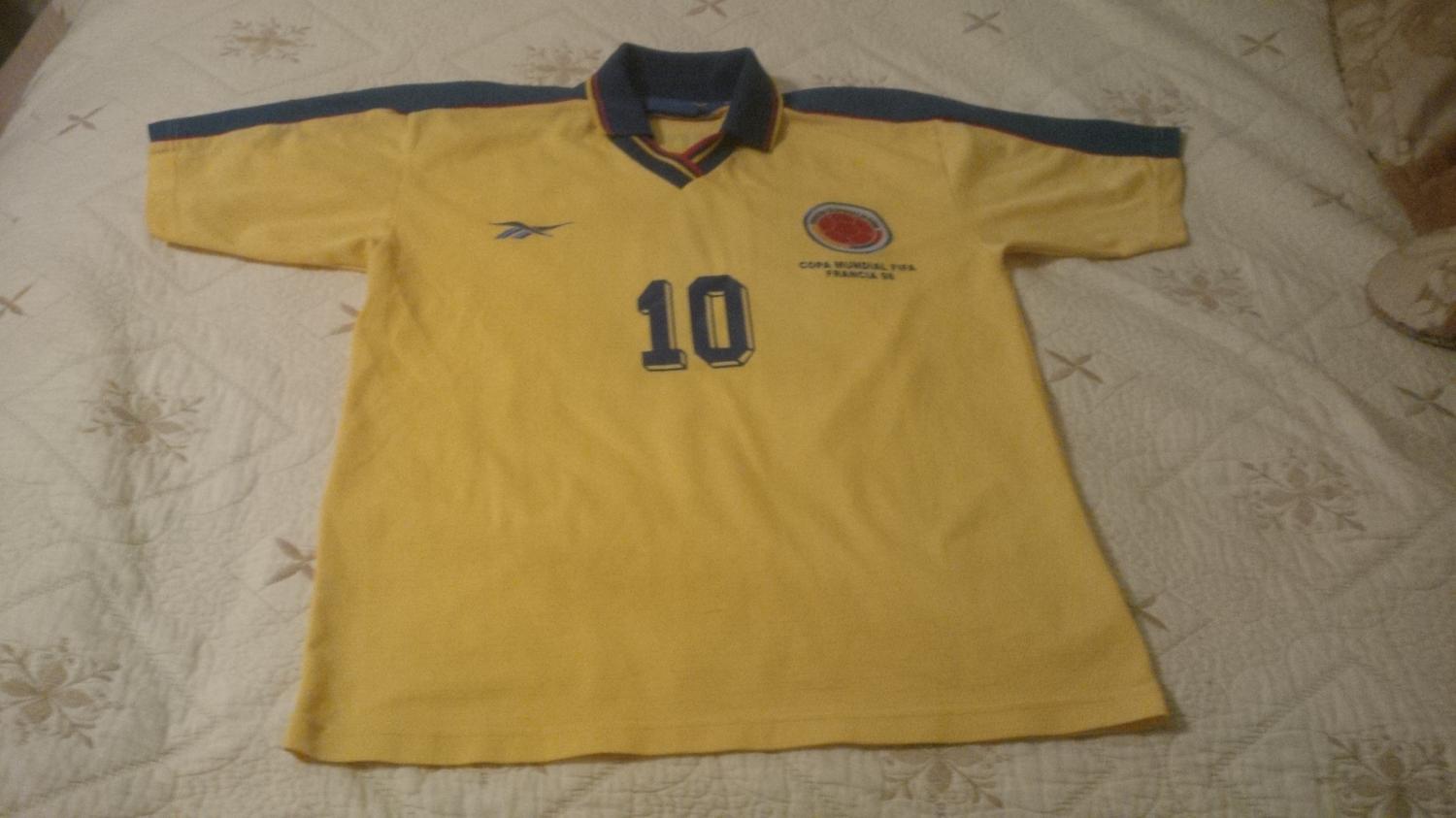 Colombia World Cup 1998 Name Set Home Shirt VALDERRAMA 10 M L XL 98 Columbia