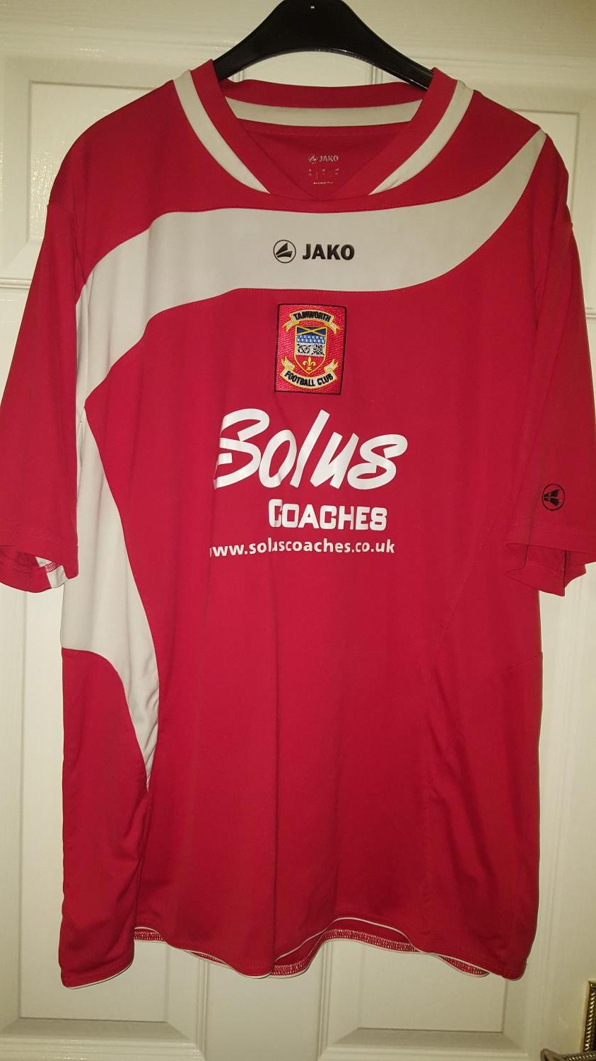 Tamworth Home football shirt 2012 - 2013. Sponsored by Solus Coaches