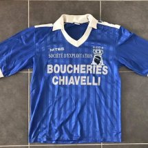 SC Bastia Home football shirt 1987 - 1988 sponsored by Boucheries Chiavelli