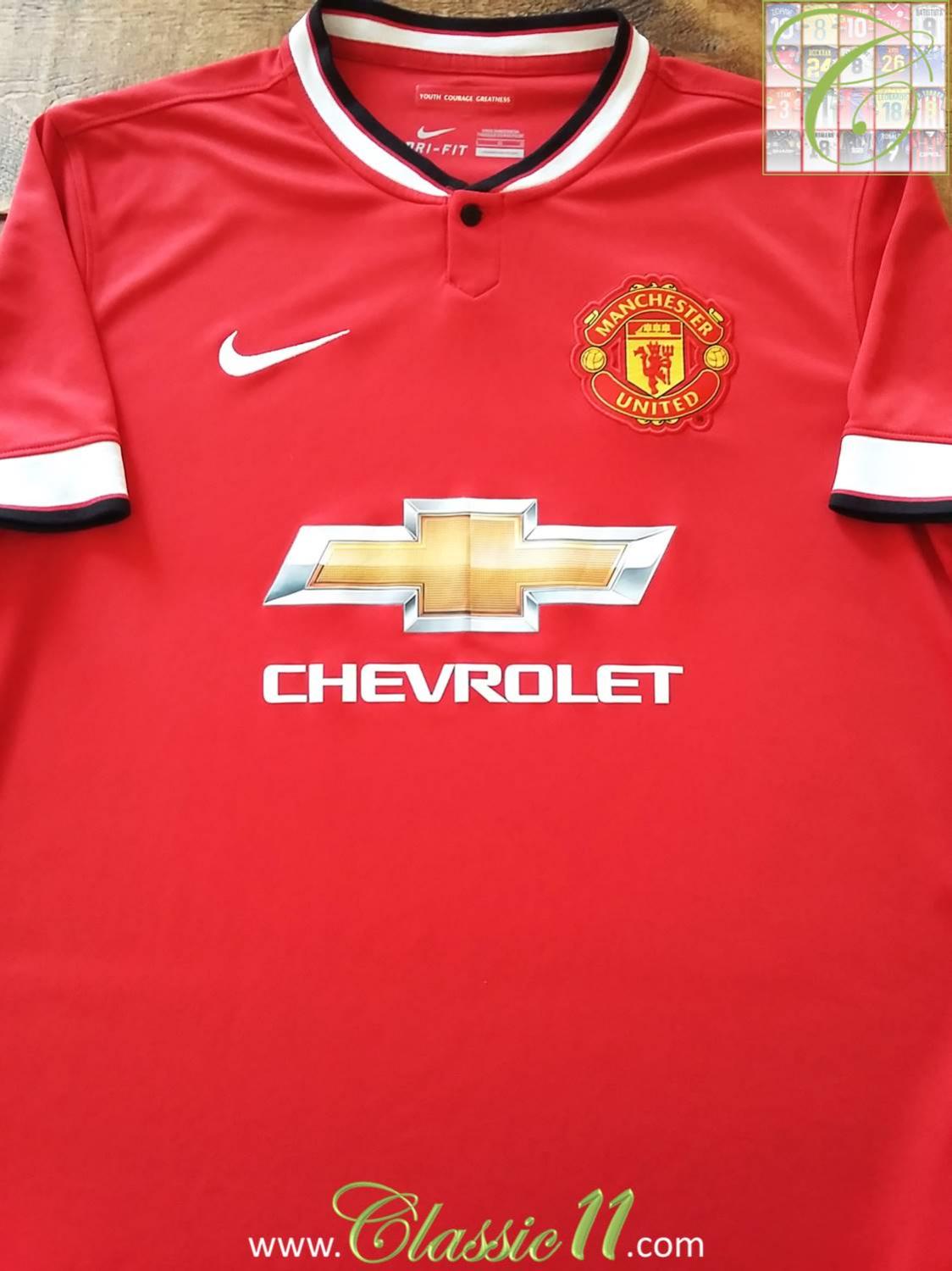 Manchester United Home football shirt 2014 - 2015. Sponsored by Chevrolet