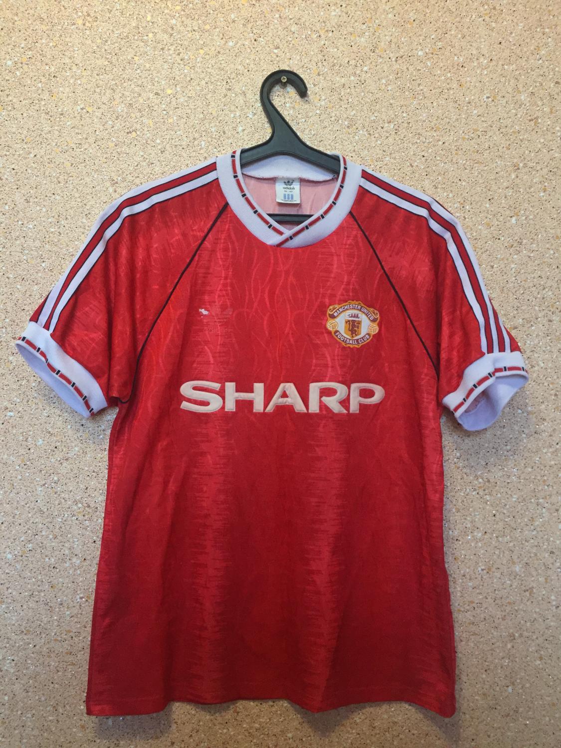 Manchester United Home football shirt 1990 - 1992. Sponsored by Sharp