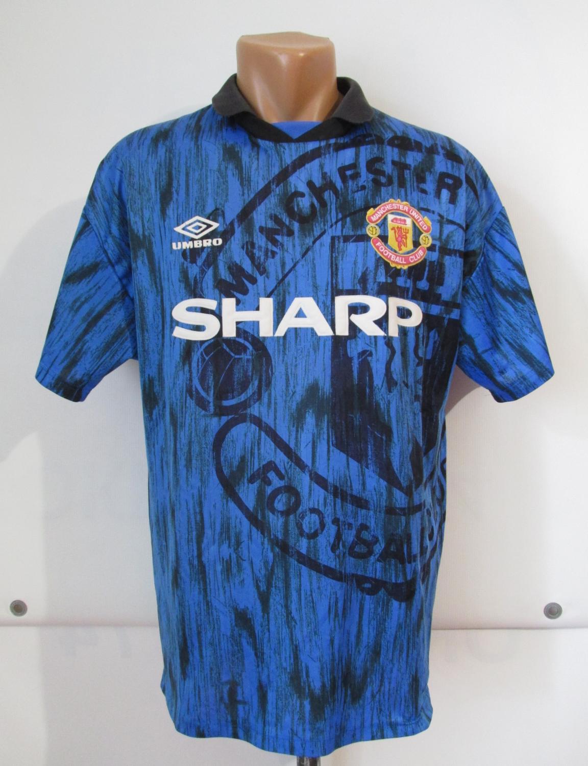 Manchester United Blue Retro Away Shirt 1992-93 Size M BNWT  UK Seller Sharp 