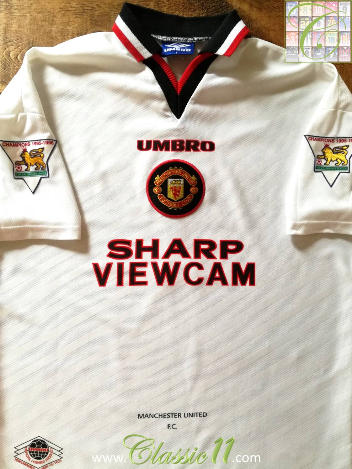 Manchester United Away football shirt 1996 - 1997. Sponsored by Sharp