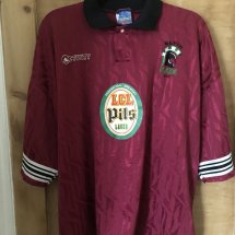 Blyth Spartans Away football shirt 1996 - 1997 sponsored by LCL Pils