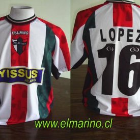 Palestino Home football shirt 2003 sponsored by Yissus Jeans
