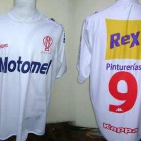 Huracan Home football shirt 2008 sponsored by Motomel
