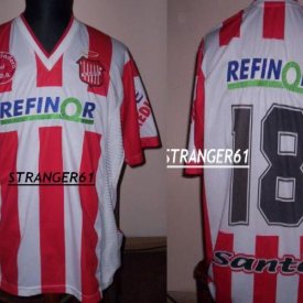 San Martín de Tucumán Home football shirt 2001 sponsored by Refinor