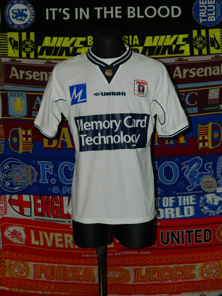 Maillot Extérieur AGF Aarhus 2002-2003 Hummel - Taille L Homme - Blanc Avec Autographes