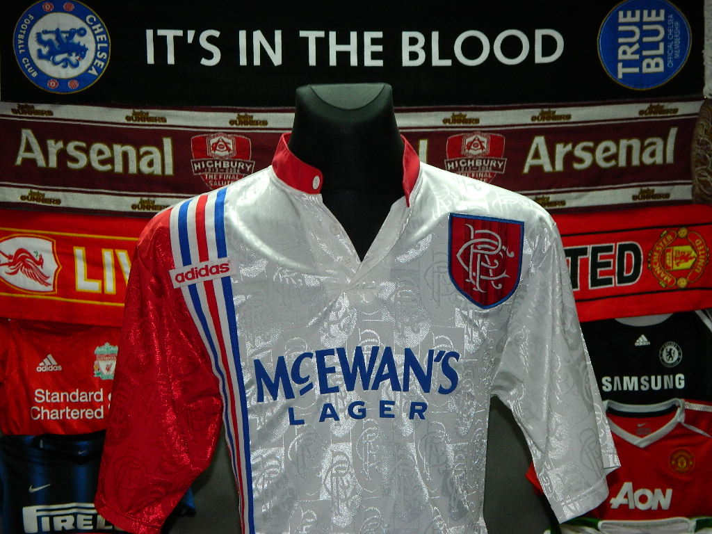 Rangers Away football shirt 1996 - 1997. Sponsored by McEwanâs