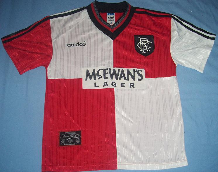 Rangers Away football shirt 1995 - 1996. Sponsored by McEwanâs