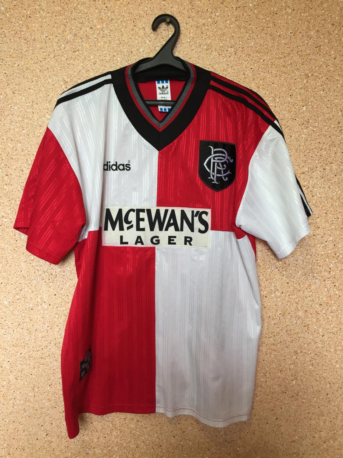 Rangers Away football shirt 1995 - 1996. Sponsored by McEwanâs