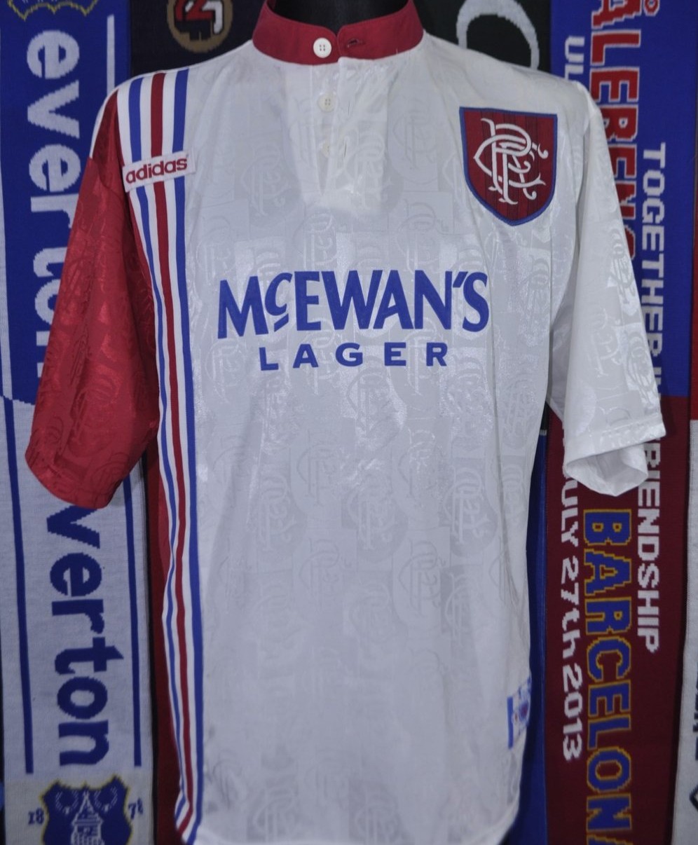 Rangers Away football shirt 1996 - 1997. Sponsored by McEwanâs