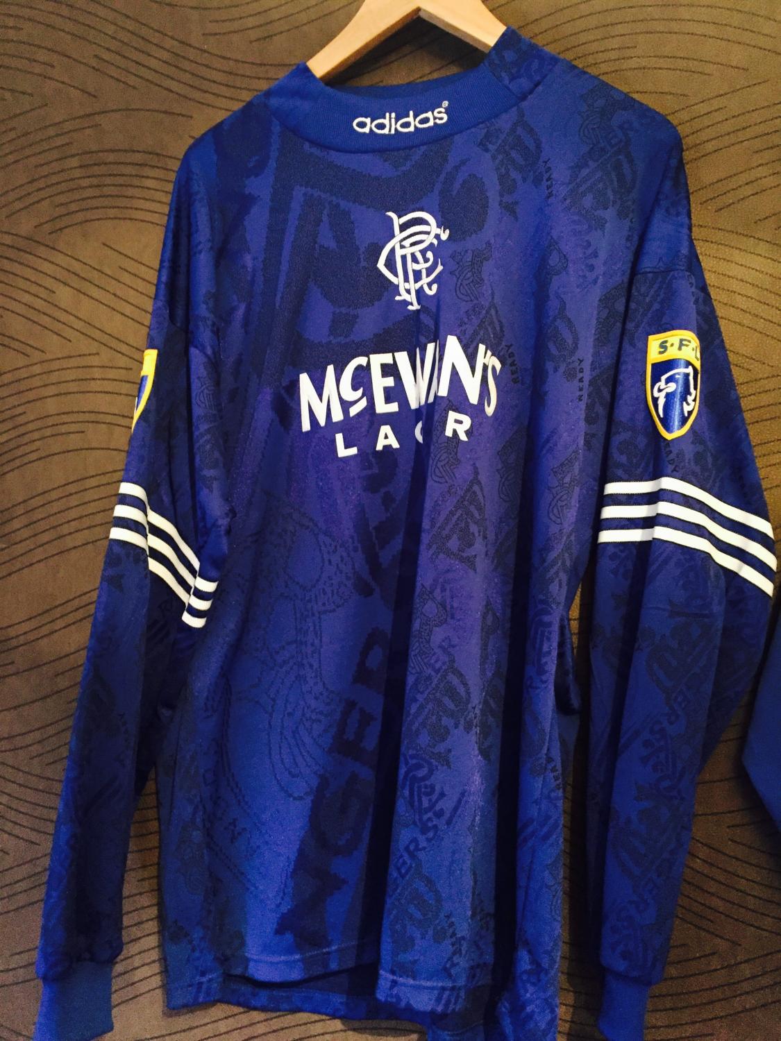 Rangers Home maglia di calcio 1994 - 1996. Sponsored by McEwan's