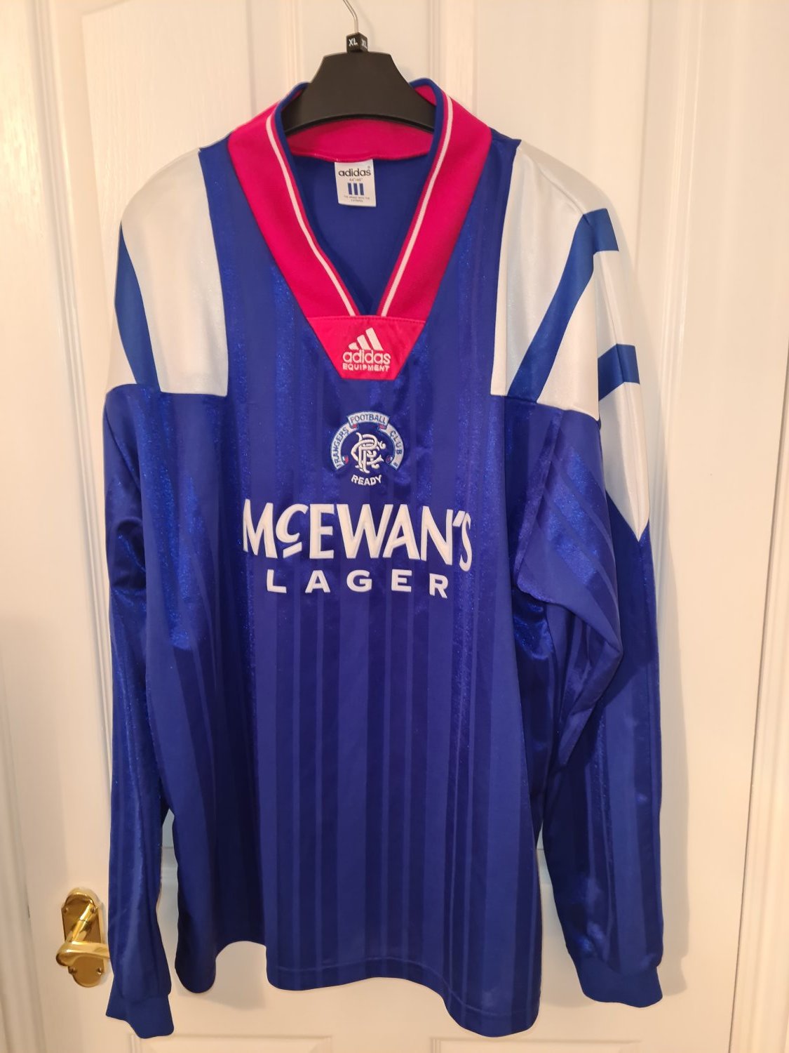 Rangers Home football shirt 1992 - 1994. Sponsored by McEwan's
