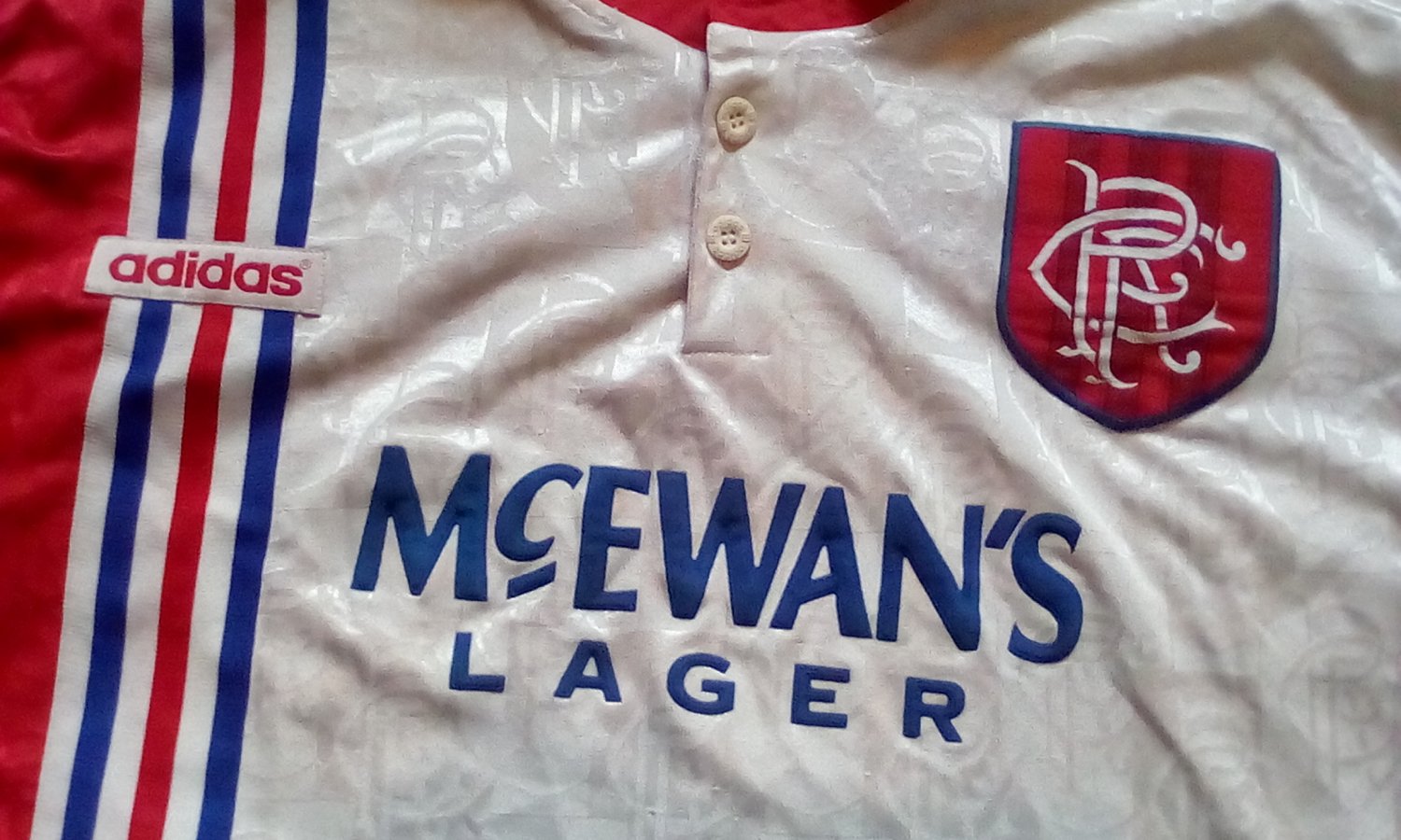 Rangers Away football shirt 1996 - 1997. Sponsored by McEwanâs