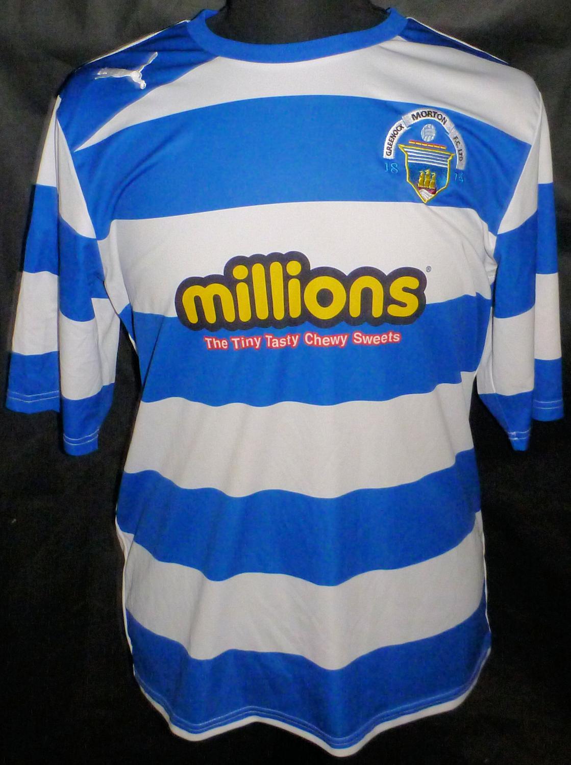 T-shirt Football Greenock Morton FC Cloud Design - Neuf - 100% Coton Tailles Dispos