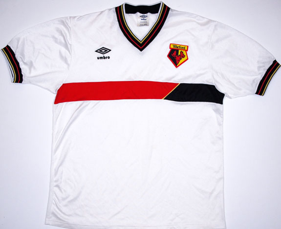 Watford Away football shirt 1985 - 1988. Sponsored by no sponsor