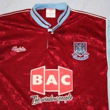 West Ham United Home maglia di calcio 1990 - 1991 sponsored by BAC Windows