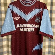 West Ham United Home maglia di calcio 1993 - 1995 sponsored by Dagenham Motors