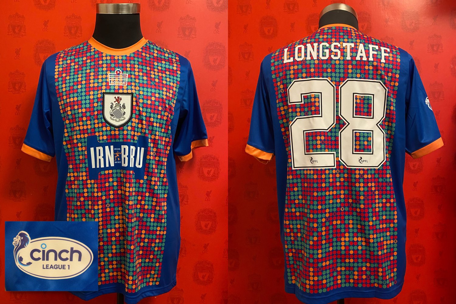 Queens Park Away football shirt 2020 2022. Sponsored by Irn Bru
