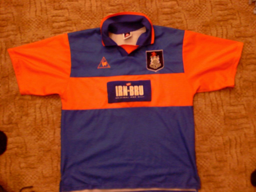 Queens Park Away football shirt 1999 2001. Sponsored by Irn Bru