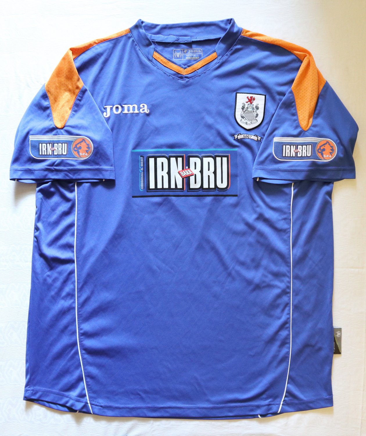 Queens Park Visitante Camiseta de Fútbol 2008 2009. Sponsored by Irn Bru