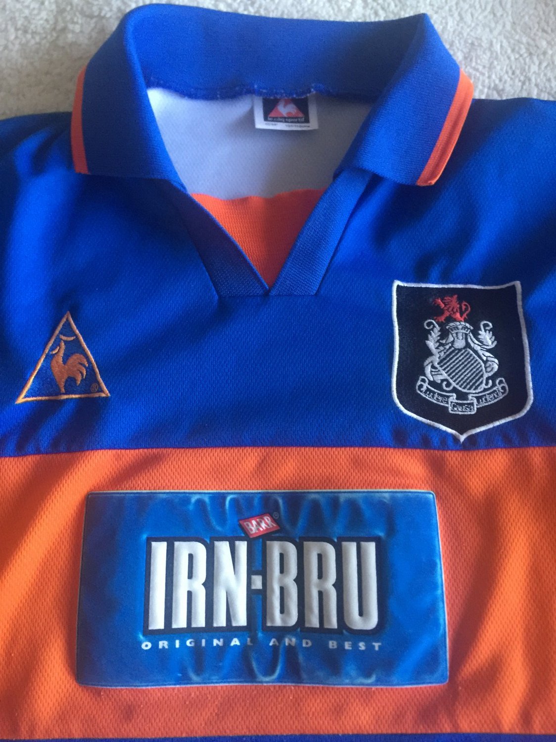 Queens Park Away football shirt 1999 2001. Sponsored by Irn Bru