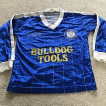 Wigan Athletic Home football shirt 1982 - 1983 sponsored by Bulldog Tools