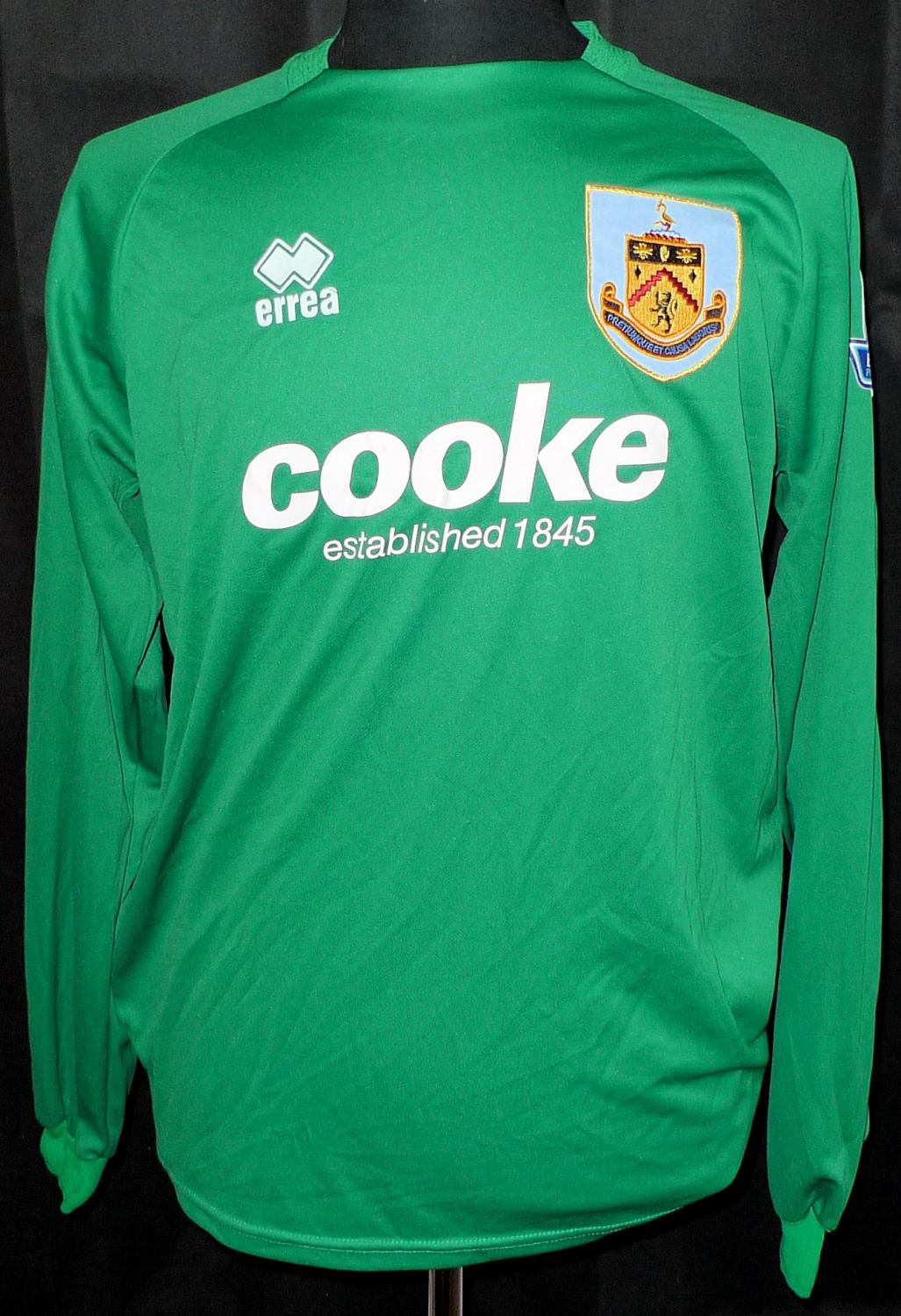 Burnley Goalkeeper football shirt 2009 - 2010. Sponsored by Cooke