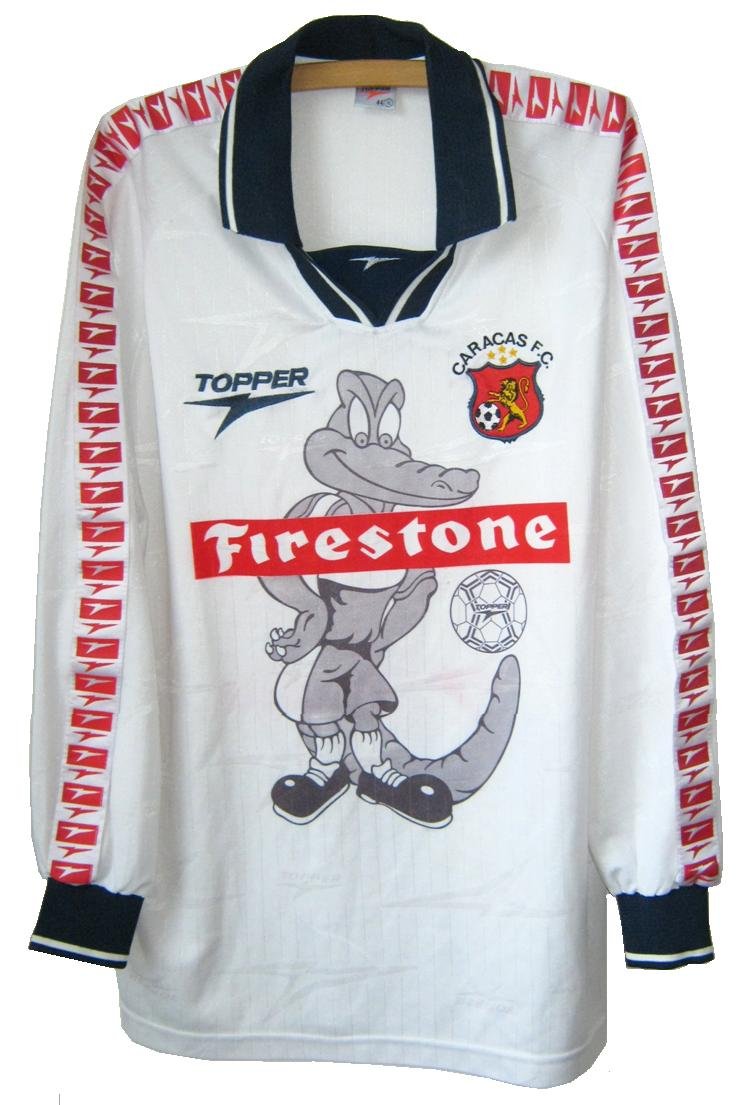 Genre Attend Partially Caracas FC Away football shirt 1998. Sponsored by Firestone